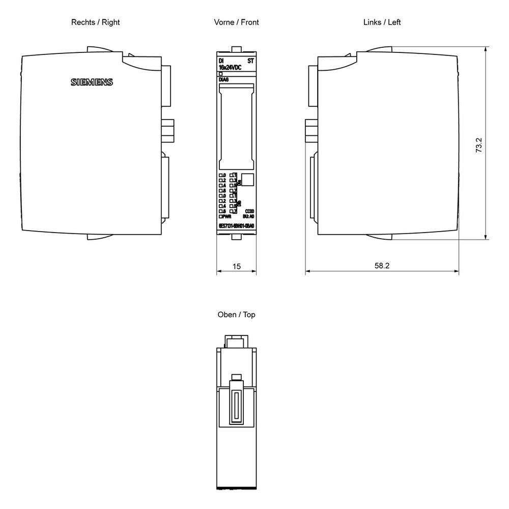 Siemens Simatic ET 200SP Digitales Eingangsmodul DI 16x24V DC Standard 6ES713... SIEMENS-6ES71316BH010BA0 4047623408550 (Abb. 6)
