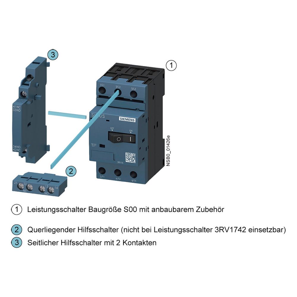 Siemens Leistungsschalter 3RV1011-1EA10 Baugröße S00 3-polig 4A 690V 90x45x75mm 3... SIEMENS-3RV10111EA10 4011209263567 (Abb. 4)