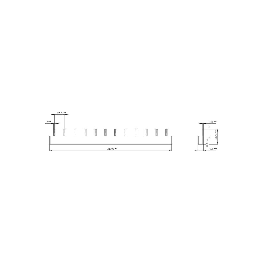 Siemens Stiftsammelschiene 10mm2 3-phasig 12TE 210mm 5ST3615... SIEMENS-5ST3615 4001869318325 (Abb. 3)