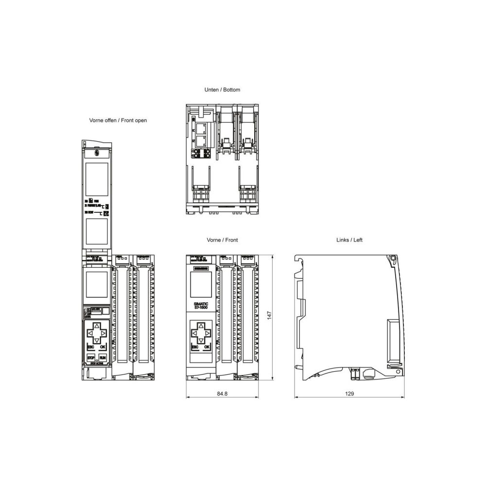 Siemens SIMATIC S7-1500 CPU 1511C-1 PN Kompakt-CPU 16DI/16DO/5AI/2AO 85x147x1... SIEMENS-6ES75111CK010AB0 4047623409168 (Abb. 3)