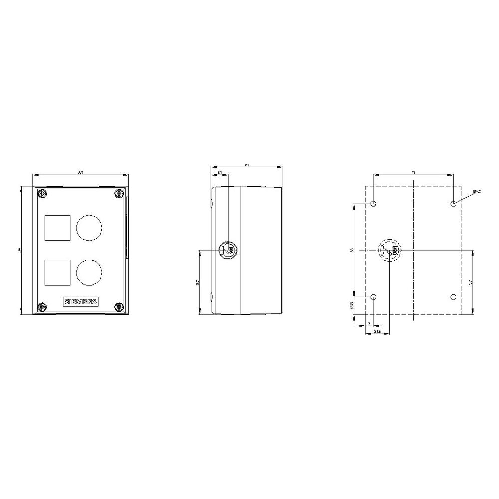 Siemens Aufbaugehäuse für Befehlsgeräte 2-fach Kunststoff grau 22,3mm 114x85x... SIEMENS-3SU18020AA000AB1 4011209969339 (Abb. 6)