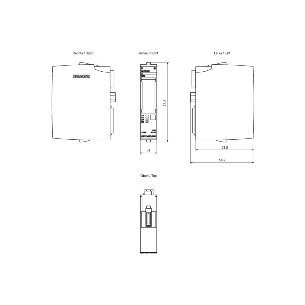 Siemens SIMATIC ET 200SP Digitales Eingangsmodul DI 8x24VDC Basic 15x73x58mm ... SIEMENS-6ES71316BF010AA0 4047623408673 (Abb. 3)