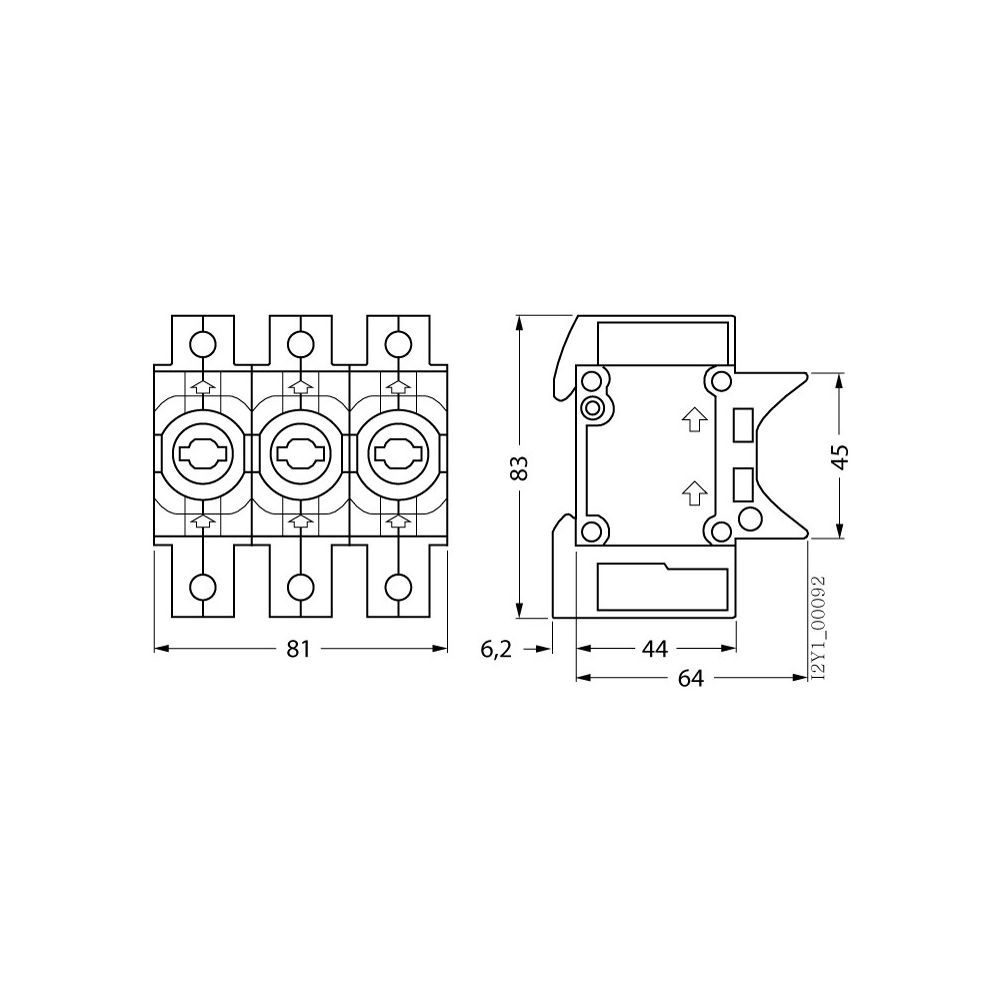 Siemens NEOZED-Sicherungssockel D01 3-polig 16A 400V mit Abdeckung für DIN-Schiene 5SG... SIEMENS-5SG5301 4001869319209 (Abb. 2)