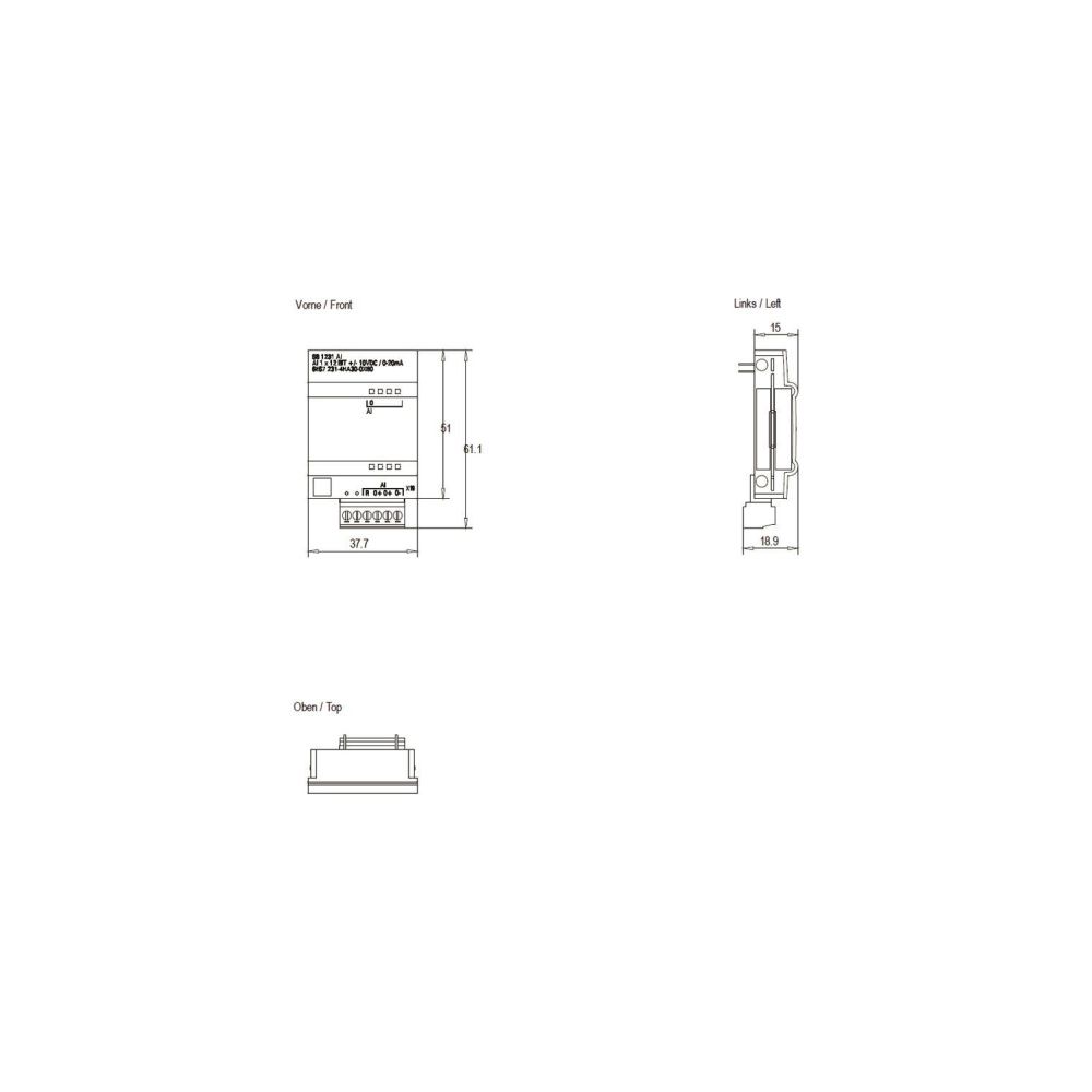 Siemens SIMATIC S7-1200 Analogeingabe SB 1231 1 AI 10V DC 11 Bit 38x62x21mm 6... SIEMENS-6ES72314HA300XB0 6940408100909 (Abb. 2)