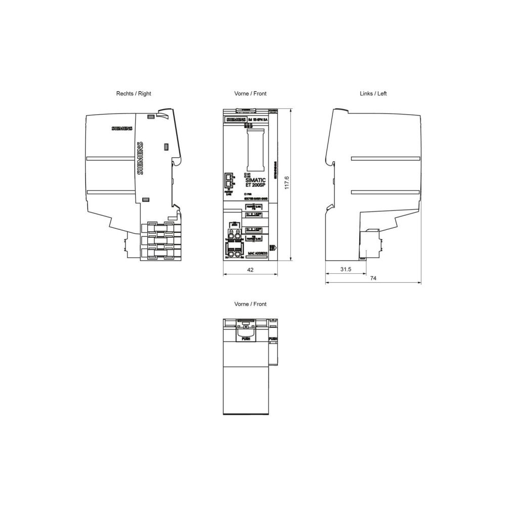 Siemens SIMATIC ET 200SP IM 155-6 PN BA Schnittstellenmodul mit Servermodul 1... SIEMENS-6ES71556AR010AN0 4047623416012 (Abb. 3)