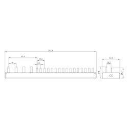 Siemens Stiftsammelschiene 10mm2 4-phasig 12TE 216mm für 1x FI 4-pol. und 8x AFDD-LS ... SIEMENS-5ST37830 4001869566566 (Abb. 1)