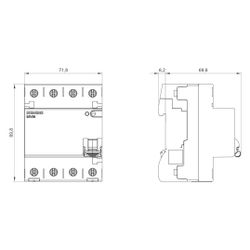 Siemens FI-Schutzschalter SENTRON 5SV3 Typ B 63A 30mA 4-polig 4TE 400V kurzzeitverzög... SIEMENS-5SV33464 4001869549040 (Abb. 1)