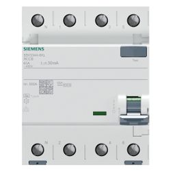 Siemens FI-Schutzschalter 5SV3344-6KL Typ A 40A 30mA 4-polig N-links 4TE 400V... SIEMENS-5SV33446KL 4001869430126 (Abb. 1)