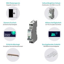 Siemens FI/LS-Schalter 5SV1316-3KK16 1P+N 1TE 6kA Typ F 30mA B16... SIEMENS-5SV13163KK16 4001869558158 (Abb. 1)