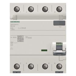 Siemens FI-Schutzschalter 5SV3 4-polig 40A 30mA Typ A 400V 4TE 5SV3344-6... SIEMENS-5SV33446 4001869427775 (Abb. 1)