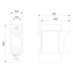 Siemens NEOZED-Sicherungssockel D02 63A 1-polig berührungsgeschützt DIN-Schiene 400V 5... SIEMENS-5SG1701 4001869319193 (Abb. 1)