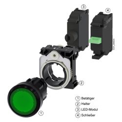 Siemens Leuchtmelder rund hoch weiß 22,3mm IP67/IP69K Kunststoff schwarz 3SU1... SIEMENS-3SU10516AA600AA0 4011209946460 (Abb. 1)