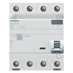 Siemens FI-Schutzschalter SENTRON 5SV3 4-polig Typ A 63A 30mA 400V DIN-Schiene 5SV3... SIEMENS-5SV33466KL 4001869430133 (Abb. 1)