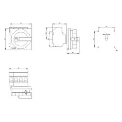 Siemens Not-Ausschalter 3LD25041TL53 4-polig 63A 22kW IP65 Frontbefestigung 4-Loc... SIEMENS-3LD25041TL53 4011209639072 (Abb. 1)