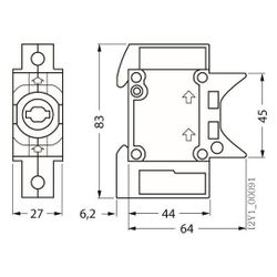 Siemens NEOZED-Sicherungssockel D01 1-polig 16A 400V berührungsgeschützt DIN-Schiene m... SIEMENS-5SG1301 4001869319186 (Abb. 1)