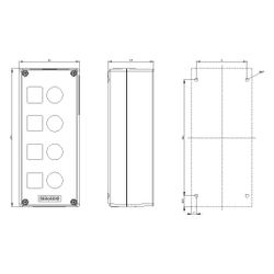 Siemens Aufbaugehäuse für Befehlsgeräte 4-fach 22,3mm Kunststoff Grau 194x85x... SIEMENS-3SU18040AA000AB1 4011209970267 (Abb. 1)