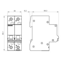 Siemens Leitungsschutzschalter 5SL6206-6 SENTRON 2-polig B 6A 400V 6kA... SIEMENS-5SL62066 4001869388557 (Abb. 1)