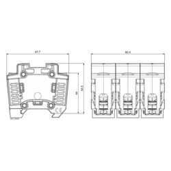 Siemens Neozed Sicherungssockel D02 3-polig 63A 400V Kunststoff DIN-Schiene mit Abdeck... SIEMENS-5SG5702 4001869503066 (Abb. 1)