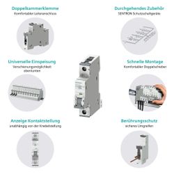 Siemens Leitungsschutzschalter 5SY6103-7 1-polig C 3A 6kA 400V Einbautiefe 70mm... SIEMENS-5SY61037 4001869246017 (Abb. 1)