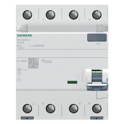 Siemens FI-Schutzschalter 5SV3 63A 300mA Typ A 4-polig 4TE 400V mit Verriegelungsvorr... SIEMENS-5SV36466 4001869427867 (Abb. 1)
