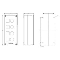 Siemens Aufbaugehäuse für Befehlsgeräte 4-fach 22,3mm Kunststoff Grau 194x85x... SIEMENS-3SU18040AA000AB1 4011209970267 (Abb. 1)