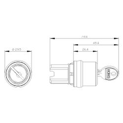 Siemens Schlüsselschalter RONIS 22,3mm 2 Schaltstellungen verrastend 90 Grad ... SIEMENS-3SU10004BF110AA0 4011209962514 (Abb. 1)