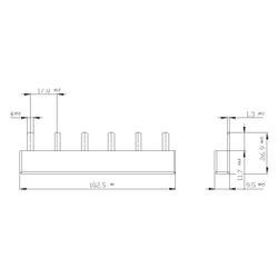Siemens Stiftsammelschiene 3-phasig 10mm2 102mm 6 TE für 2 Geräte 5ST3613... SIEMENS-5ST3613 4001869318301 (Abb. 1)
