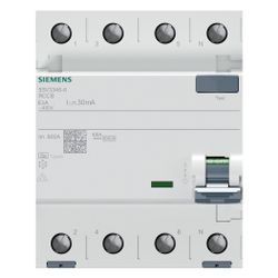 Siemens FI-Schutzschalter 5SV3346-6 Typ A 63A 30mA 4-polig 4TE 400V... SIEMENS-5SV33466 4001869427782 (Abb. 1)