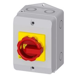Siemens Not-Ausschalter 3-polig 32A 12kW IP65 Frontbefestigung Zentral 152x100x11... SIEMENS-3LD22640TB53 4011209524309 (Abb. 1)