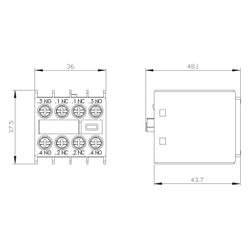 Siemens Hilfsschalterblock 2S+2Ö für Schütze S00-S3 frontseitig Schraubanschluss ... SIEMENS-3RH29111FA22 4011209878174 (Abb. 1)