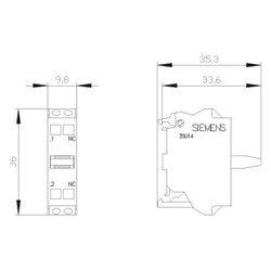 Siemens Kontaktmodul 3SU14002AA103CA0, 1 Öffner, 6 A, Federzuganschluss, Bode... SIEMENS-3SU14002AA103CA0 4011209950948 (Abb. 1)