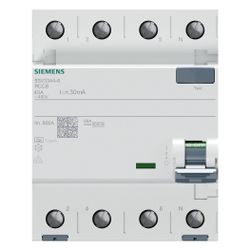 Siemens FI-Schutzschalter 5SV3 4-polig 40A 30mA Typ A 400V 4TE 5SV3344-6... SIEMENS-5SV33446 4001869427775 (Abb. 1)