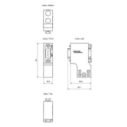 Siemens SIMATIC DP Anschlussstecker für PROFIBUS 90 Grad 15,8x59x35,6mm 6ES79... SIEMENS-6ES79720BA520XA0 4025515077299 (Abb. 1)