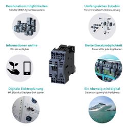 Siemens SIRIUS Leistungsschütz 3RT2026-2BB40 11kW 24V DC 1S+1Ö Federzuganschluss ... SIEMENS-3RT20262BB40 4011209790186 (Abb. 1)