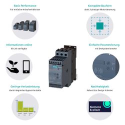 Siemens Sanftstarter SIRIUS 3RW3027-1BB14 S0 32A 15kW 200-480V 110-230VAC/DC IP20... SIEMENS-3RW30271BB14 4011209719453 (Abb. 1)