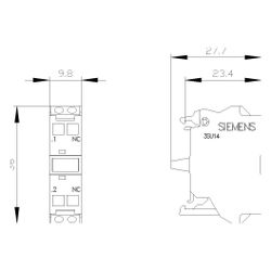 Siemens Kontaktmodul 3SU1400-1AA10-3CA0 mit 1 Öffner Federzuganschluss Frontb... SIEMENS-3SU14001AA103CA0 4011209950900 (Abb. 1)