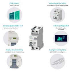 Siemens FI/LS-Schutzeinrichtung 5SU1354-6KK06 Typ A 6A B 230V 2-polig 2TE... SIEMENS-5SU13546KK06 4001869307718 (Abb. 1)