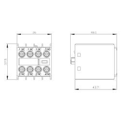 Siemens Hilfsschalterblock 1 Schließer 3 Öffner Baugröße S00-S3 Schraubanschluss ... SIEMENS-3RH29111HA13 4011209829343 (Abb. 1)
