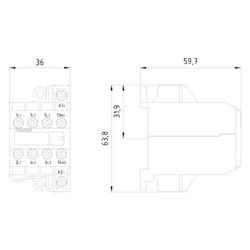 Siemens Motorschütz 3TG10100BB4 4kW 24VDC 3 Schließer 1 Hilfskontakt Schraubanschl... SIEMENS-3TG10100BB4 4011209045057 (Abb. 1)