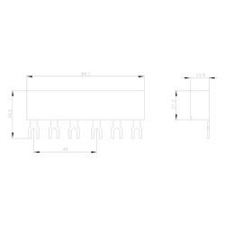 Siemens 3-Phasen-Sammelschiene 45mm Teilungsabstand für Leistungsschalter Baugröße ... SIEMENS-3RV19151AB 4011209504615 (Abb. 1)