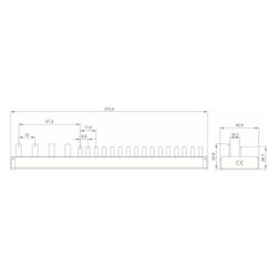Siemens Stiftsammelschiene 10mm2 4-phasig 12TE 216mm für 1x FI 4-pol. und 8x AFDD-LS ... SIEMENS-5ST37830 4001869566566 (Abb. 1)