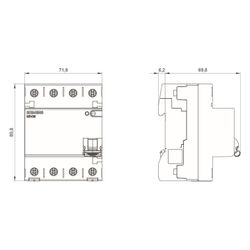 Siemens FI-Schutzschalter Typ B+ 40A 300mA 4-polig 400V 72x90x70mm 5SV36444KK14... SIEMENS-5SV36444KK14 4001869549194 (Abb. 1)