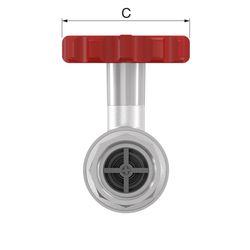 Simplex Pumpen-KH mit Thermometergriff rot, SKB DN32 G1 1/4i PN16 Messing vernickelt... SIMPLEX-F10136 4013852201637 (Abb. 1)