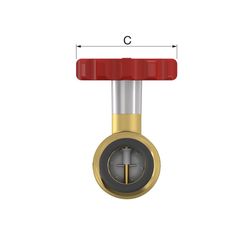 Simplex Pumpen-KH mit Thermometergriff rot, SKB DN32 Press 35 PN16 M+V Kontur Messing... SIMPLEX-F10526 4013852252189 (Abb. 1)