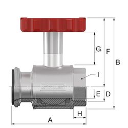 Simplex Pumpen-KH mit Thermometergriff, rot DN25 G1i PN16 Messing vernickelt... SIMPLEX-F10129 4013852201507 (Abb. 1)