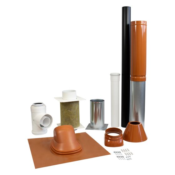 Skoberne Dachdurchführung GP Unifix 165, 0,4m, D80/125, 35-55 Grad, Rot, 750032