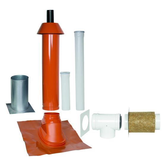 Skoberne Dachdurchführung GP Unifix 165, 1,0m, D80/125, 35-55 Grad, Rot, 750034