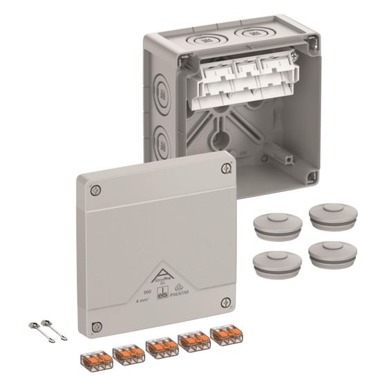 Spelsberg Abzweigkasten Abox Pro SL-4², 4mm2, 127x127x75mm, IP66/IP67/IP69, Kunststoff, Grau, 40444001