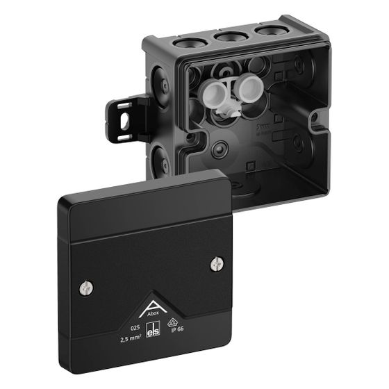 Spelsberg Abzweigkasten Abox 025 AB-L/sw quadratisch, 87x87x52mm, IP66, 2,5mm2, 1000V, Schwarz