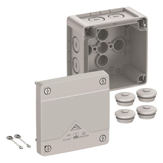 Spelsberg Abzweigkasten Abox Pro 025-L, 92x92x60mm, IP66/IP67/IP69, Kunststoff, Grau